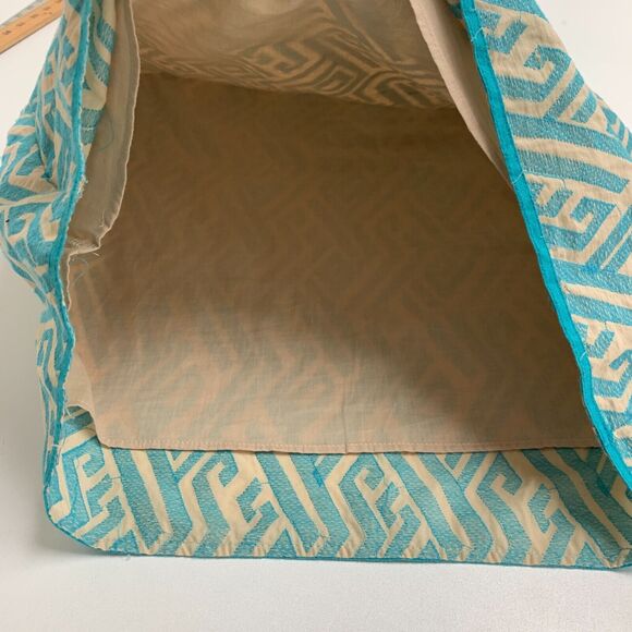 Chelsea & Violet Dress Womens Small Beige Blue Shift Textured Keyhole Ikat Lined - Picture 9 of 15